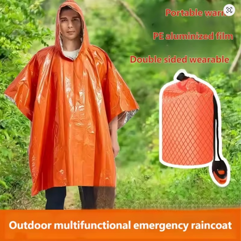 Survival Blanket Reflective - Poncho de Emergência 4 Peças, Cobertor