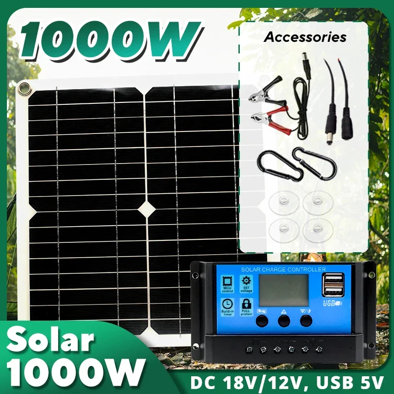 Solar Emergency Charger - Kit de Painel Solar de 1000W,