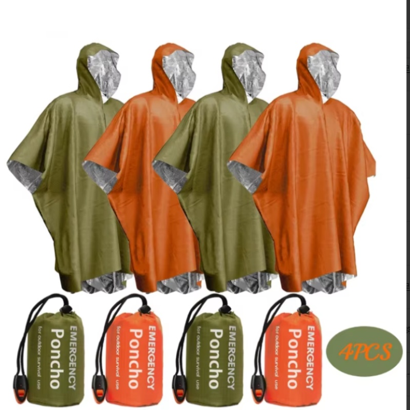 Survival Blanket Reflective - Conjunto de 4 Peças de Poncho