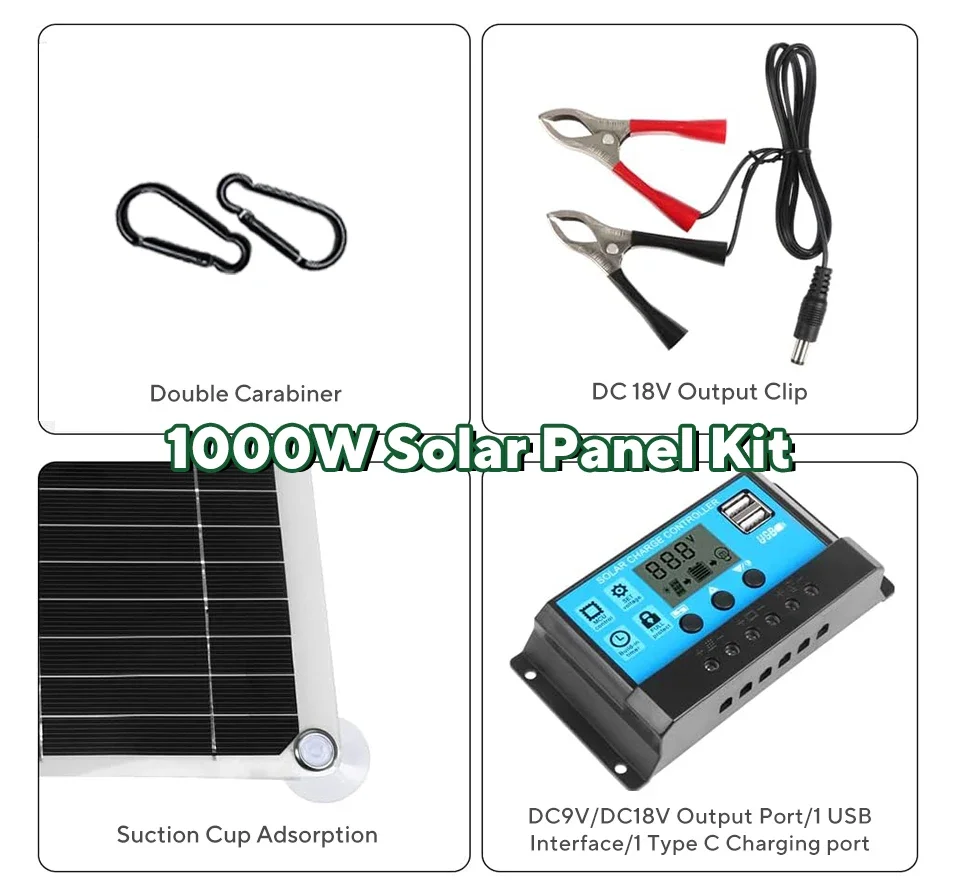 Kit de Painel Solar de 1000W,  - Solar Emergency Charger avaliação e preço